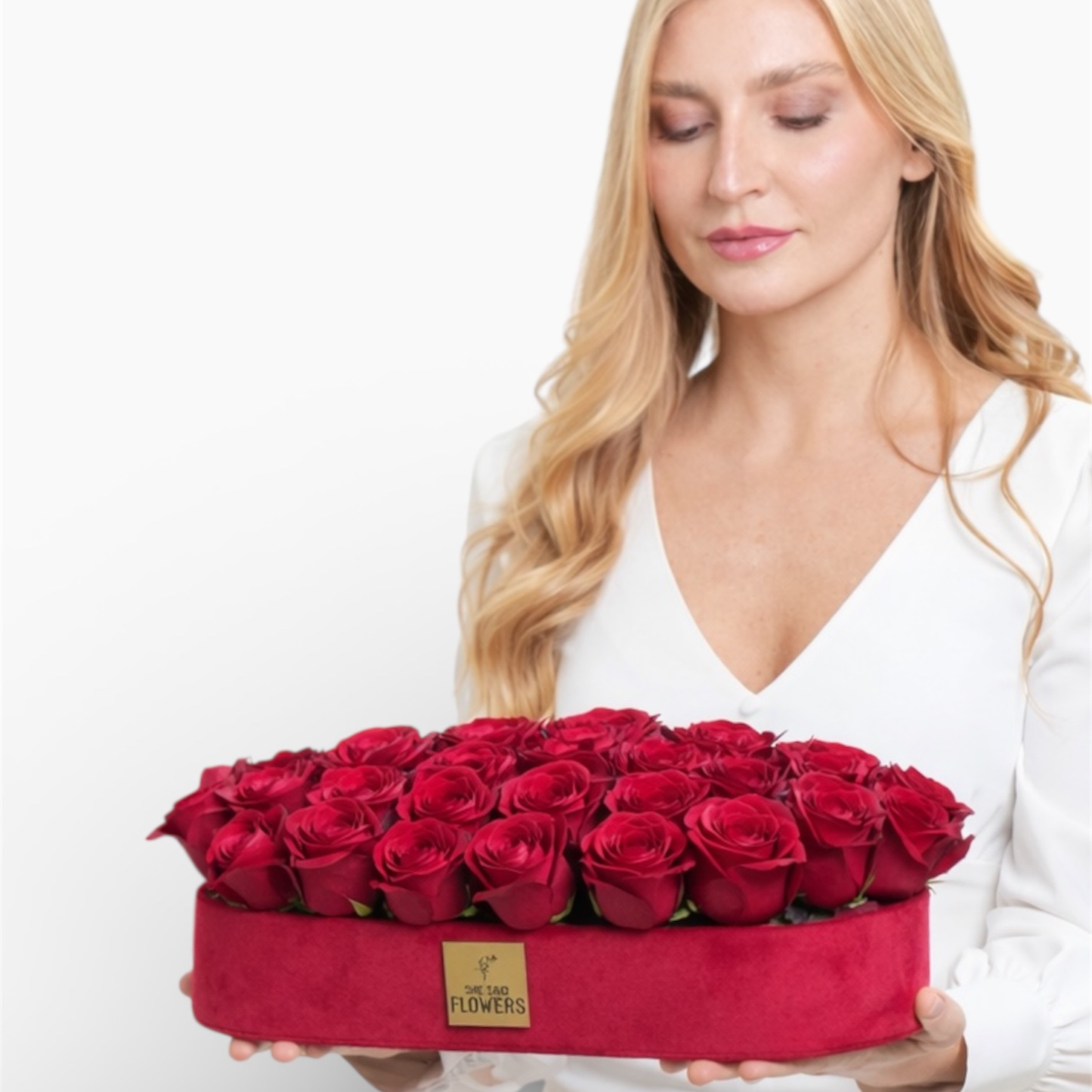 Plateau Signature de roses rouges