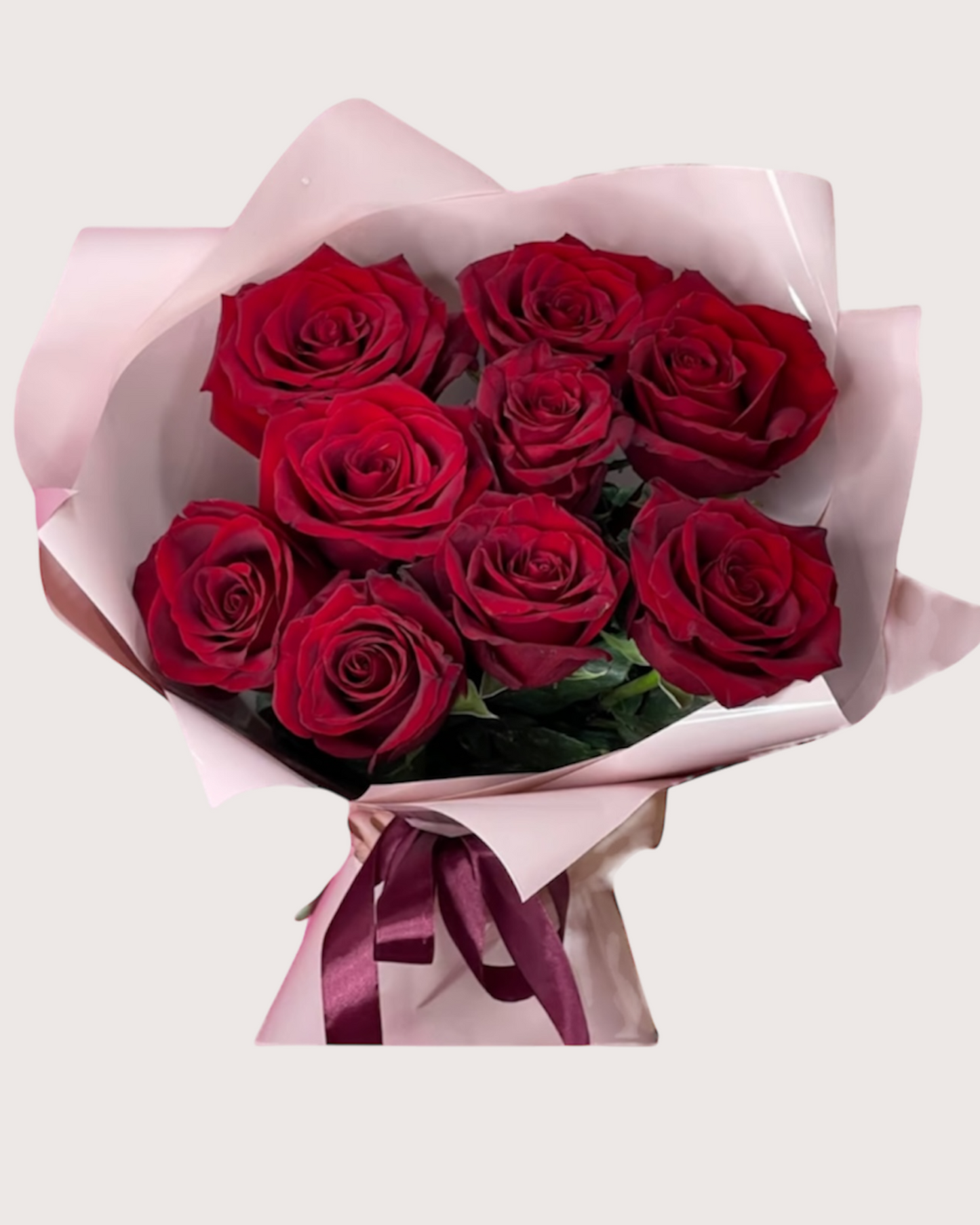 Bouquet de 8 roses rouges fraîches