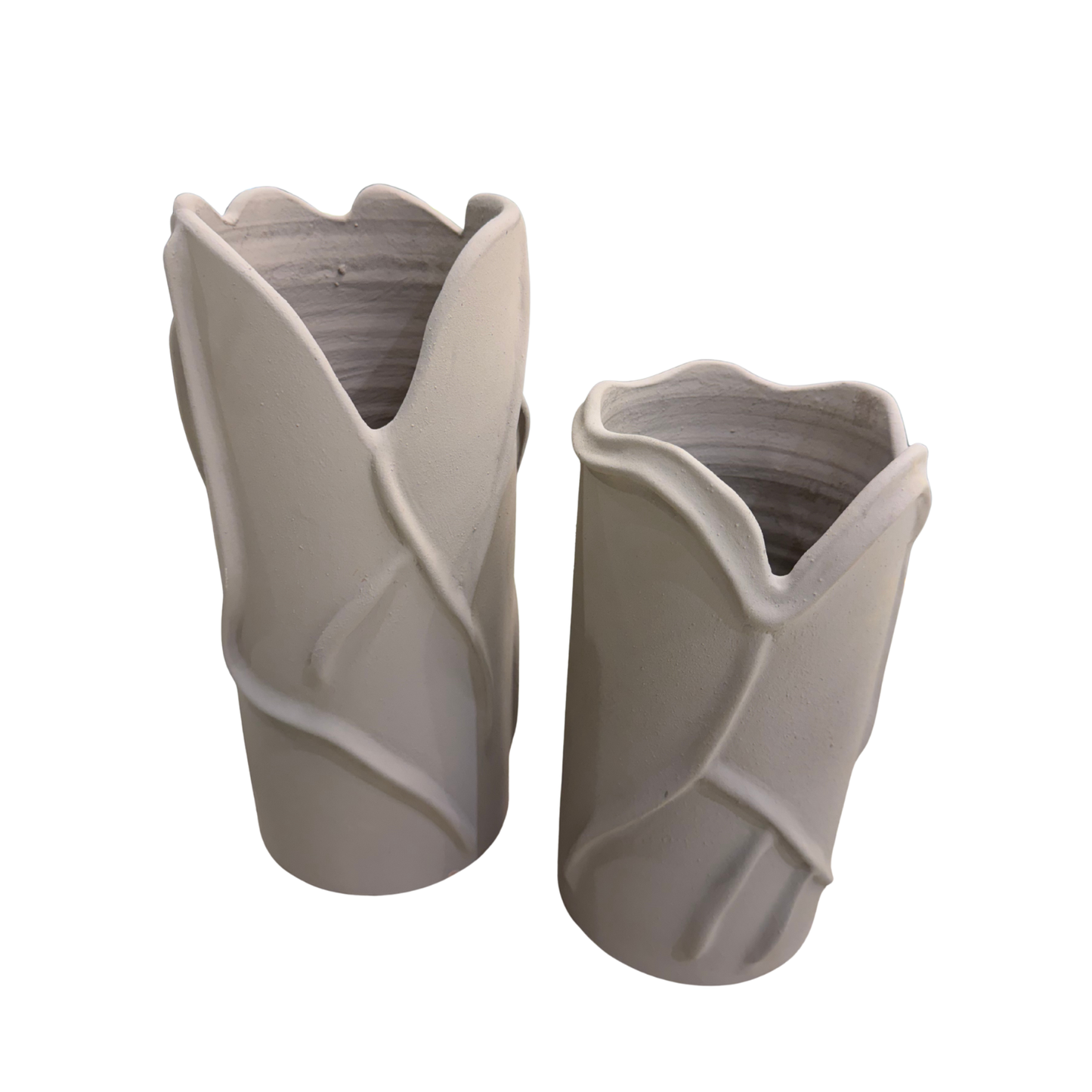 Duo Vases Tronc Gris Modèle Grand et Moyen