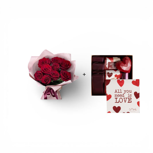 Bouquet de 8 roses + Chocolats Dôme