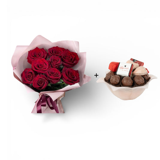 8 roses + coupelle Dôme