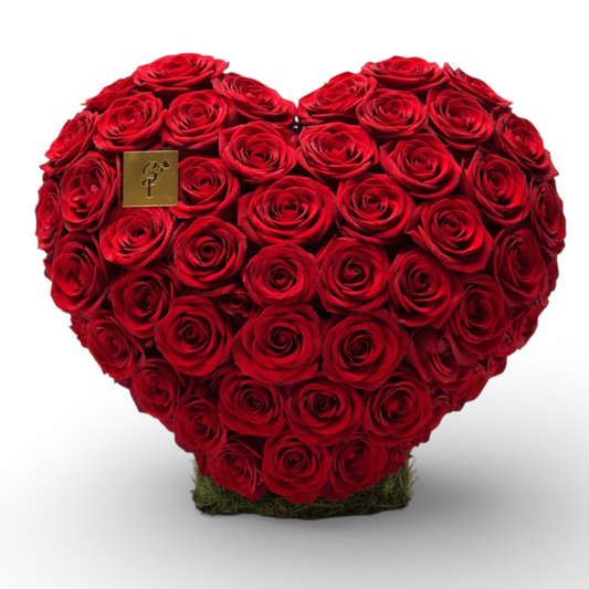 Cœur Large de Roses Rouges sur Support