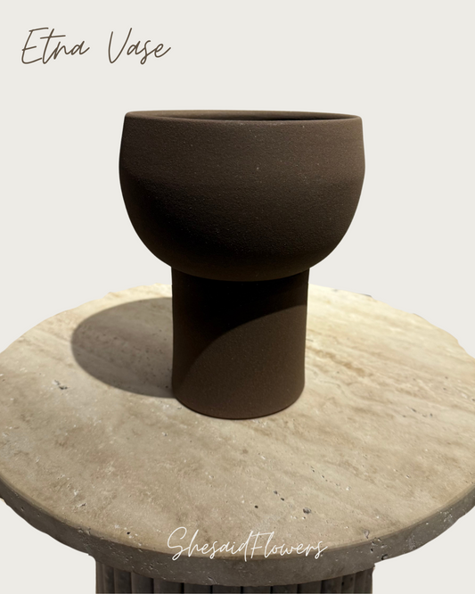 Ethnic vase couleur chocolat