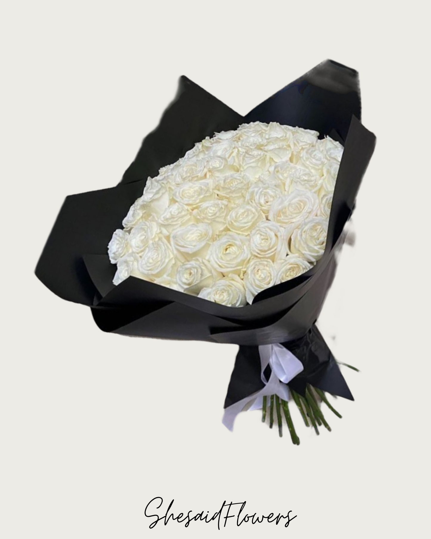 Bouquet de 80 roses blanches
