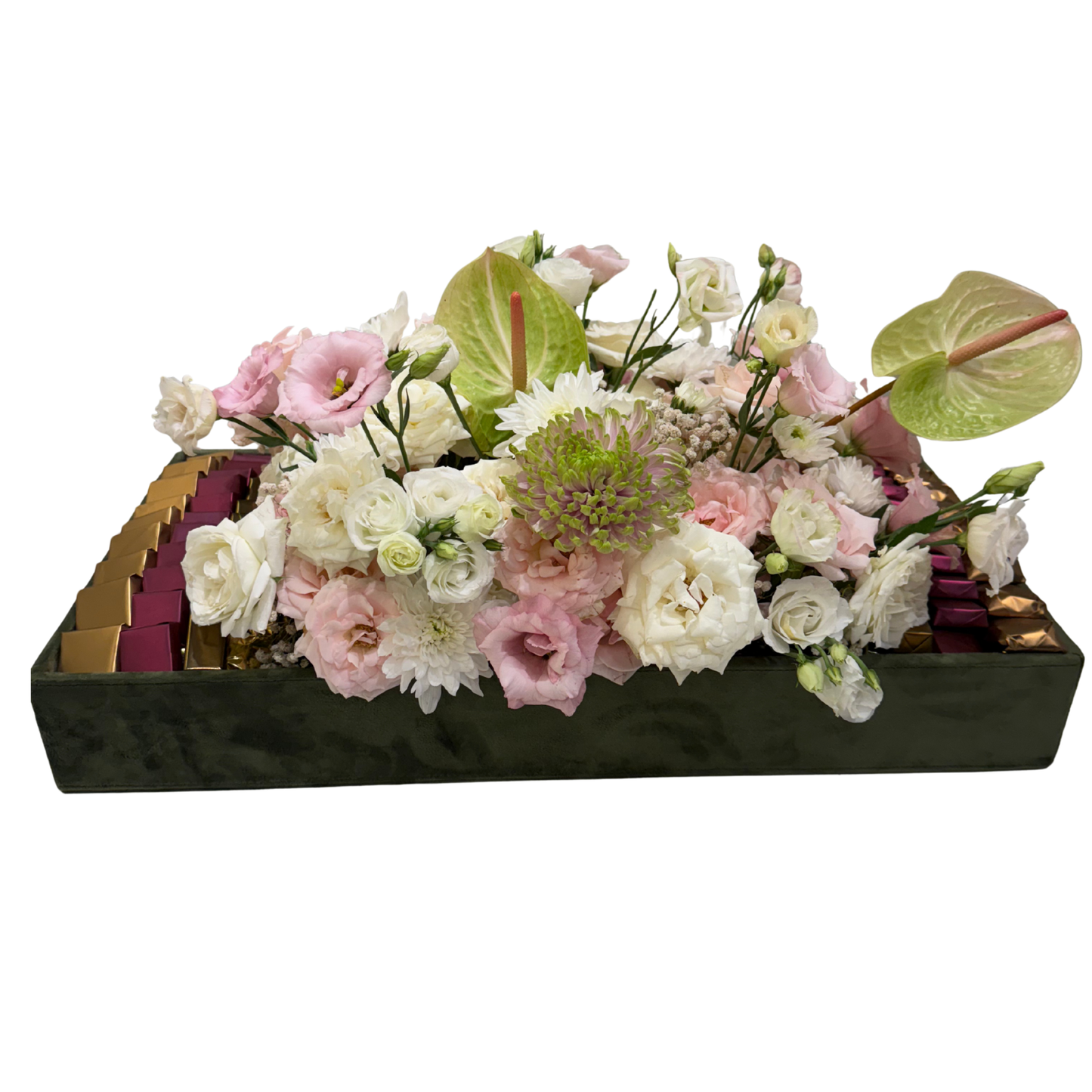 Royal Plateau Wedding XL - Coffret Cadeau Luxueux pour la Mariée – Velours, Fleurs et Chocolats