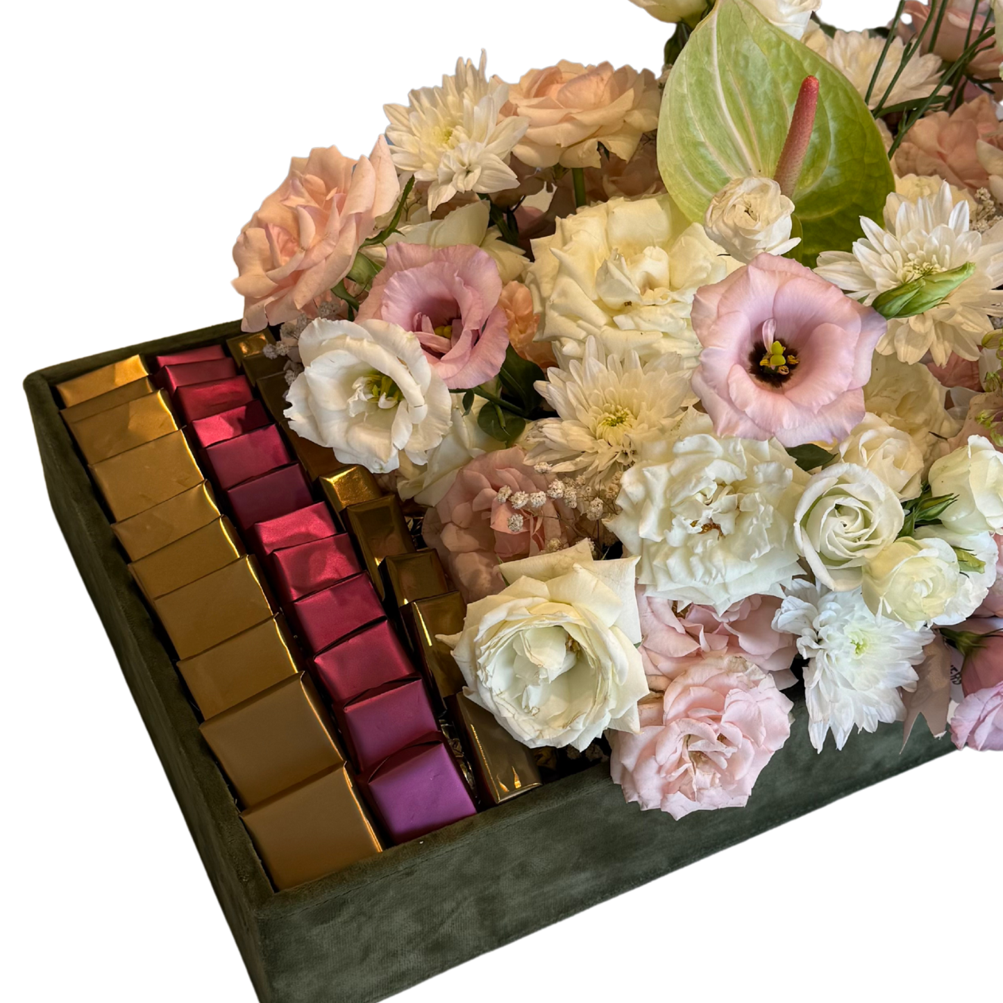 Royal Plateau Wedding XL - Coffret Cadeau Luxueux pour la Mariée – Velours, Fleurs et Chocolats