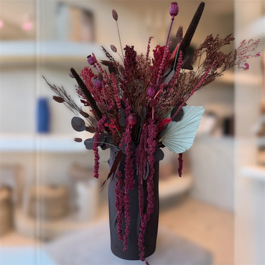 Création florale Marron Chocolat et Rouge
